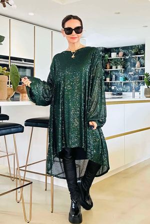 Made in Italy Trinny Keyhole Back Tunic Emerald *